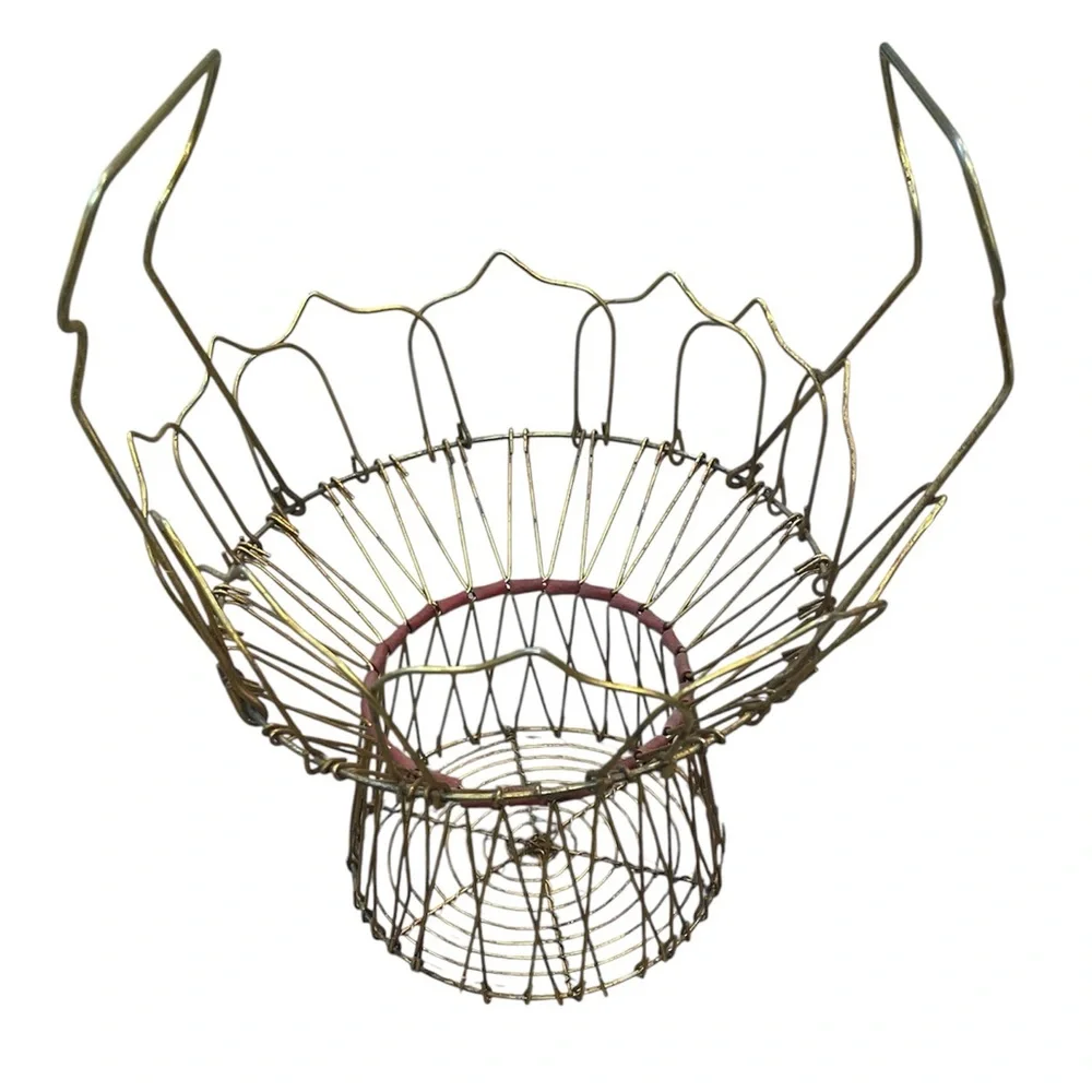 Vintage French Wire Egg Basket Fil de Fer Farmhouse Rustic Foraging